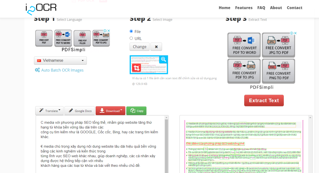 I2OCR cũng tương tự Img2text một số từ vẫn thiếu dấu