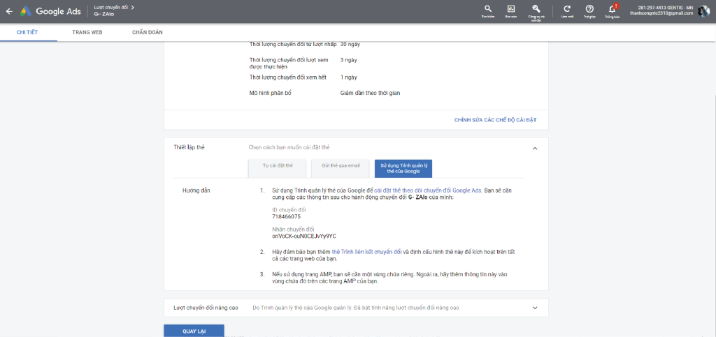 Tạo hành độgn chuyển đổi trên Google ADs